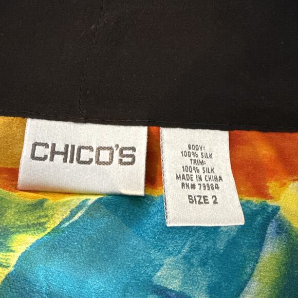 Chico's Womens Lightweight Silk Chiffon Short Kimono Jacket Size 2 L Watercolor - Picture 8 of 8